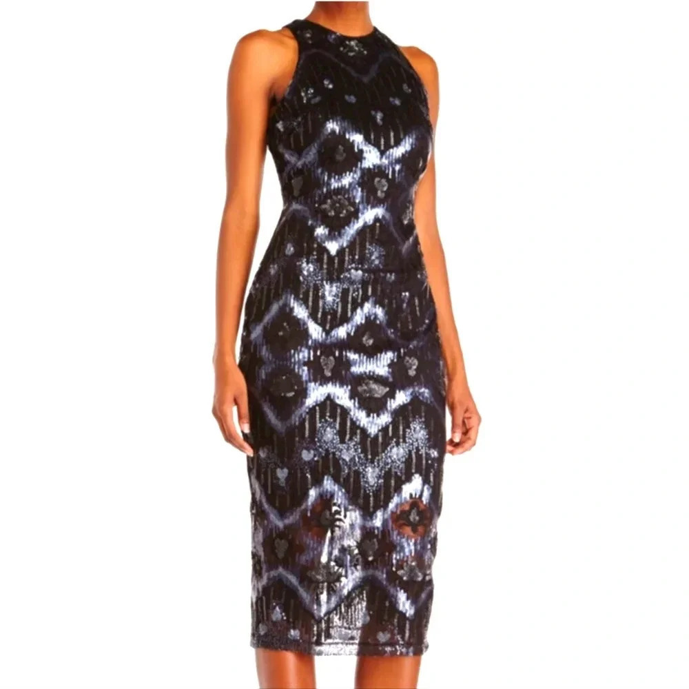 Alexia Admor Sequin Black & Navy Mini Dress